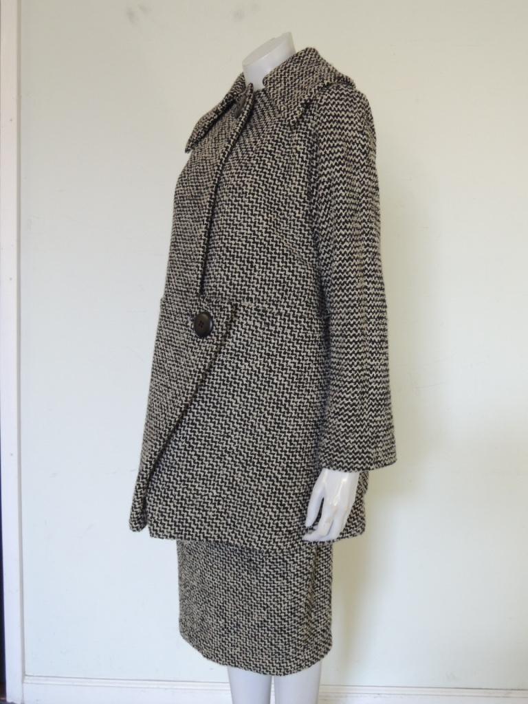 Pauline Trigere - Ensemble 2 pièces manteau et robe en tweed des années 1960 en vente 1