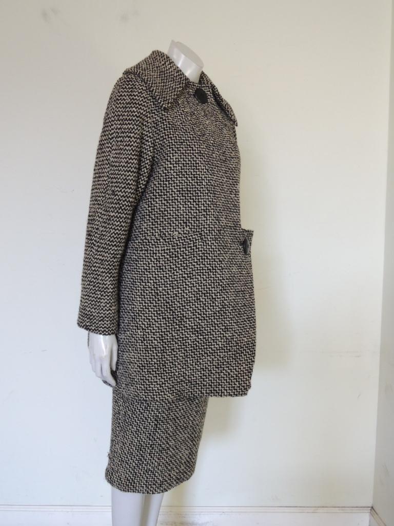 Pauline Trigere - Ensemble 2 pièces manteau et robe en tweed des années 1960 en vente 2