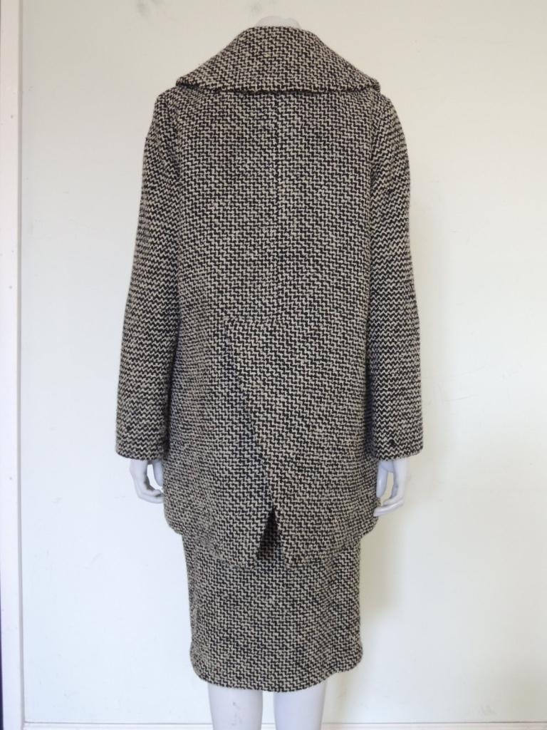 Pauline Trigere - Ensemble 2 pièces manteau et robe en tweed des années 1960 en vente 3