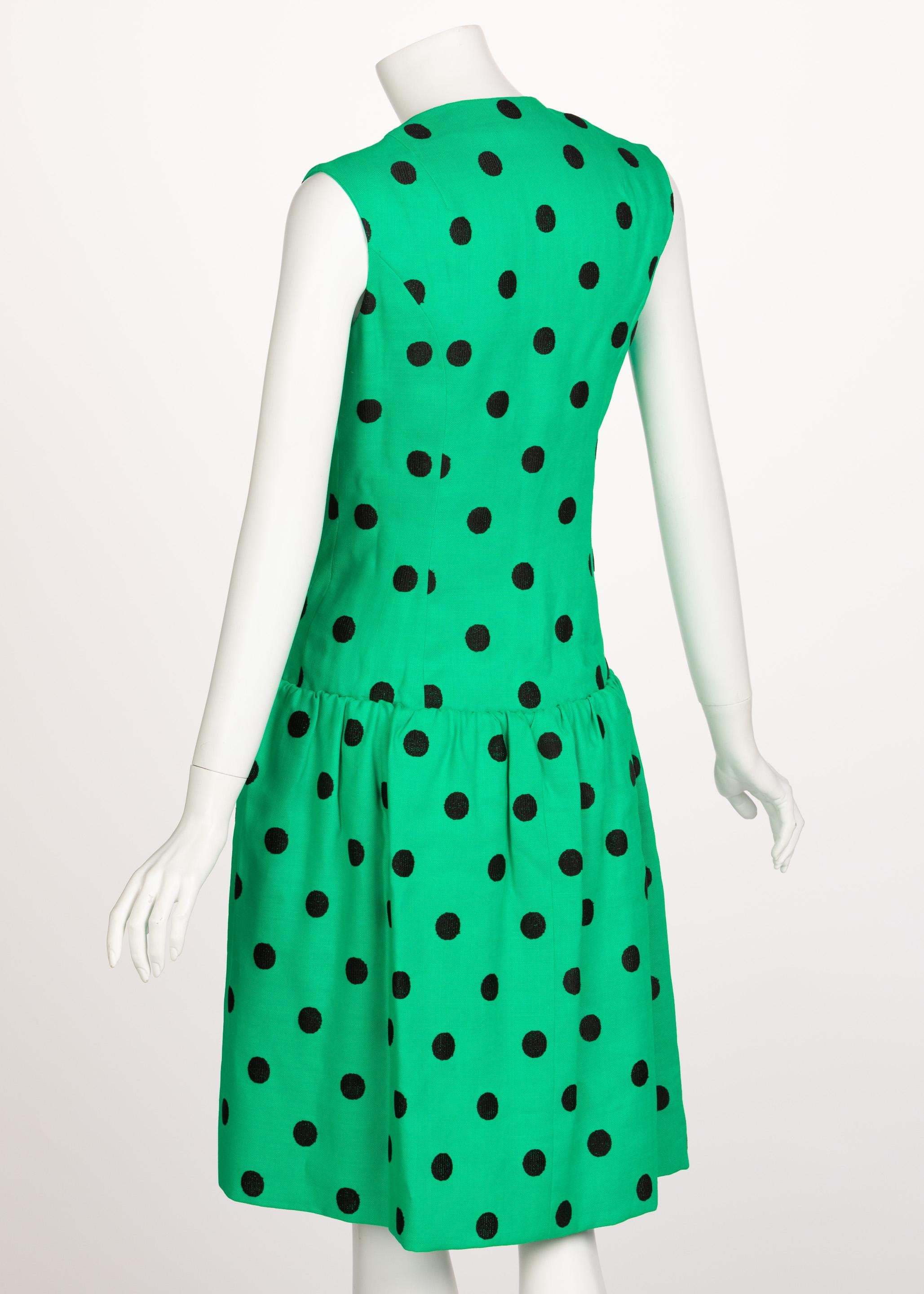 green dress with black polka dots