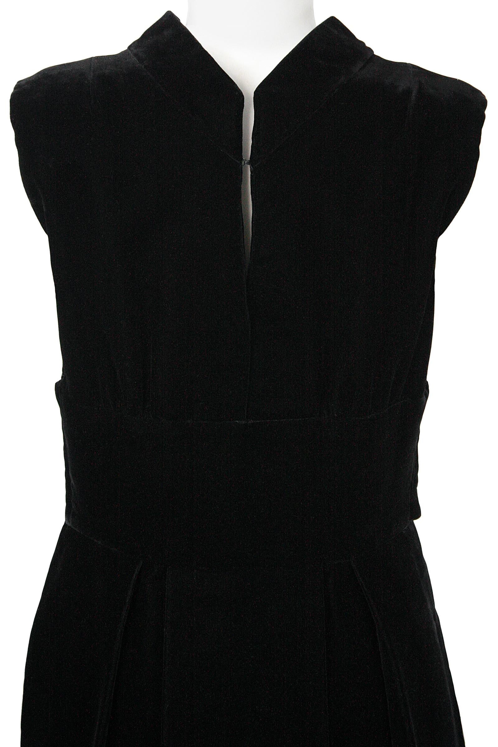 Pauline Trigere Black Silk Velvet Cocktail Dress 4