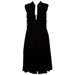 Pauline Trigere Black Silk Velvet Cocktail Dress