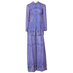 Pauline Trigère  Celestial Pattern Tunic and Pant Ensemble
