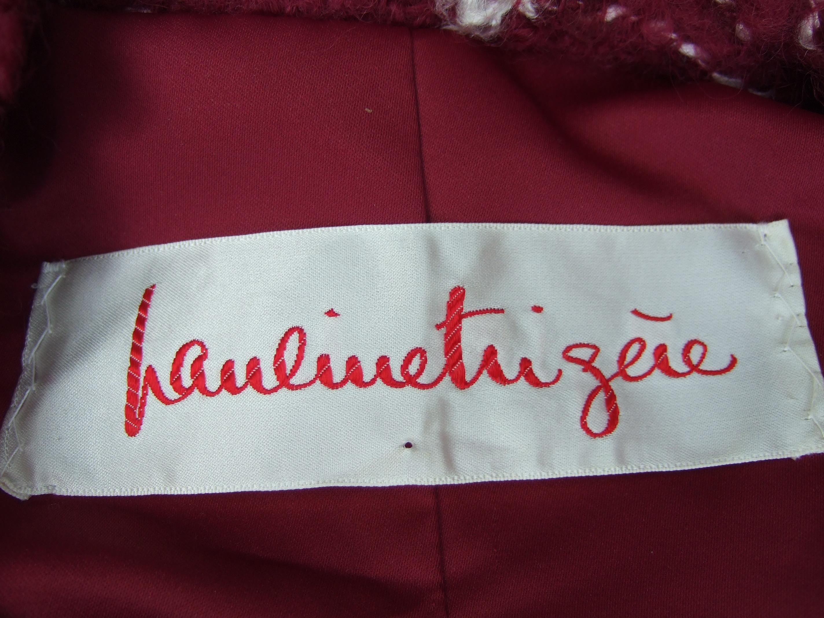 Pauline Trigere Chic Burgunderfarbener Chunky Wool Knit Cocoon Coat um 1960  im Angebot 13