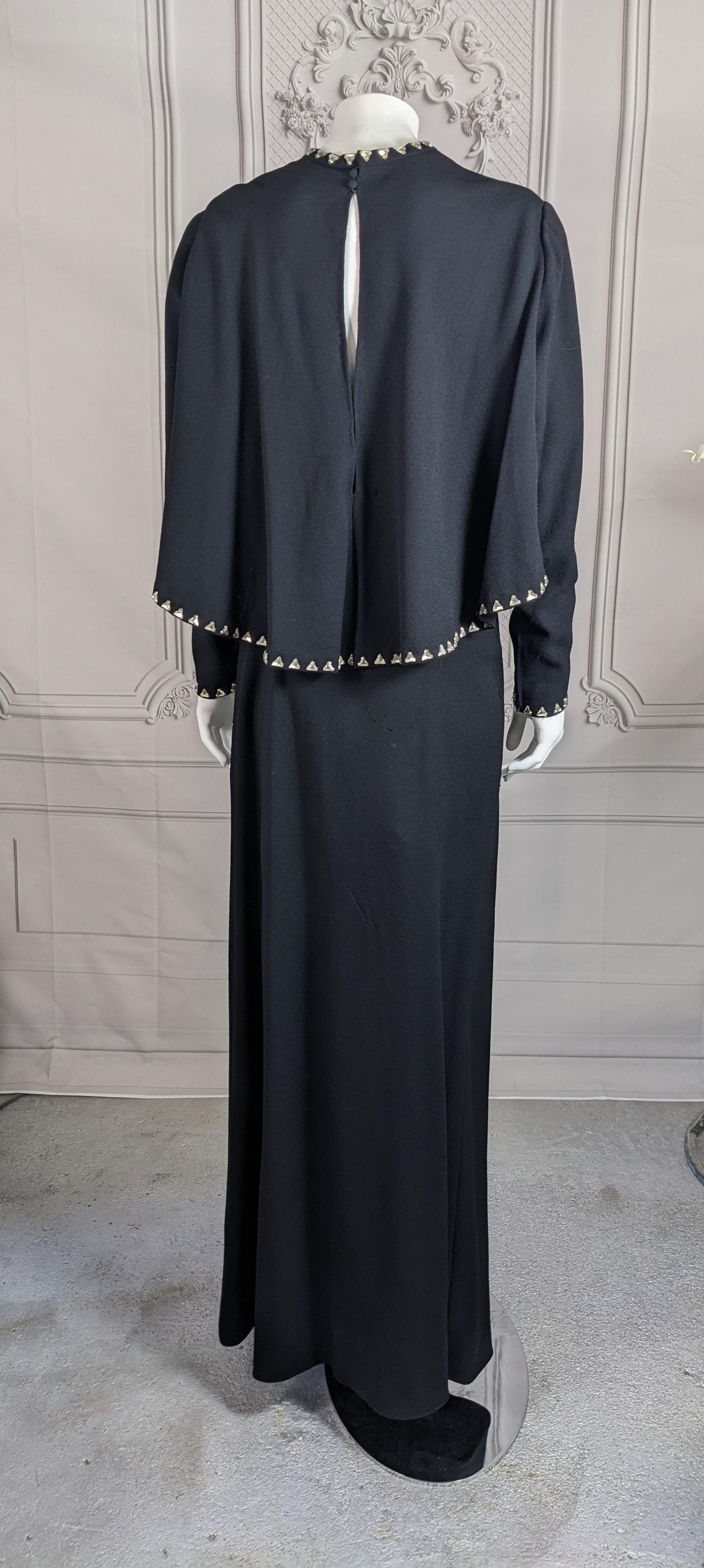 Pauline Trigere Crystal Wool Crepe Crystal Gown For Sale 2