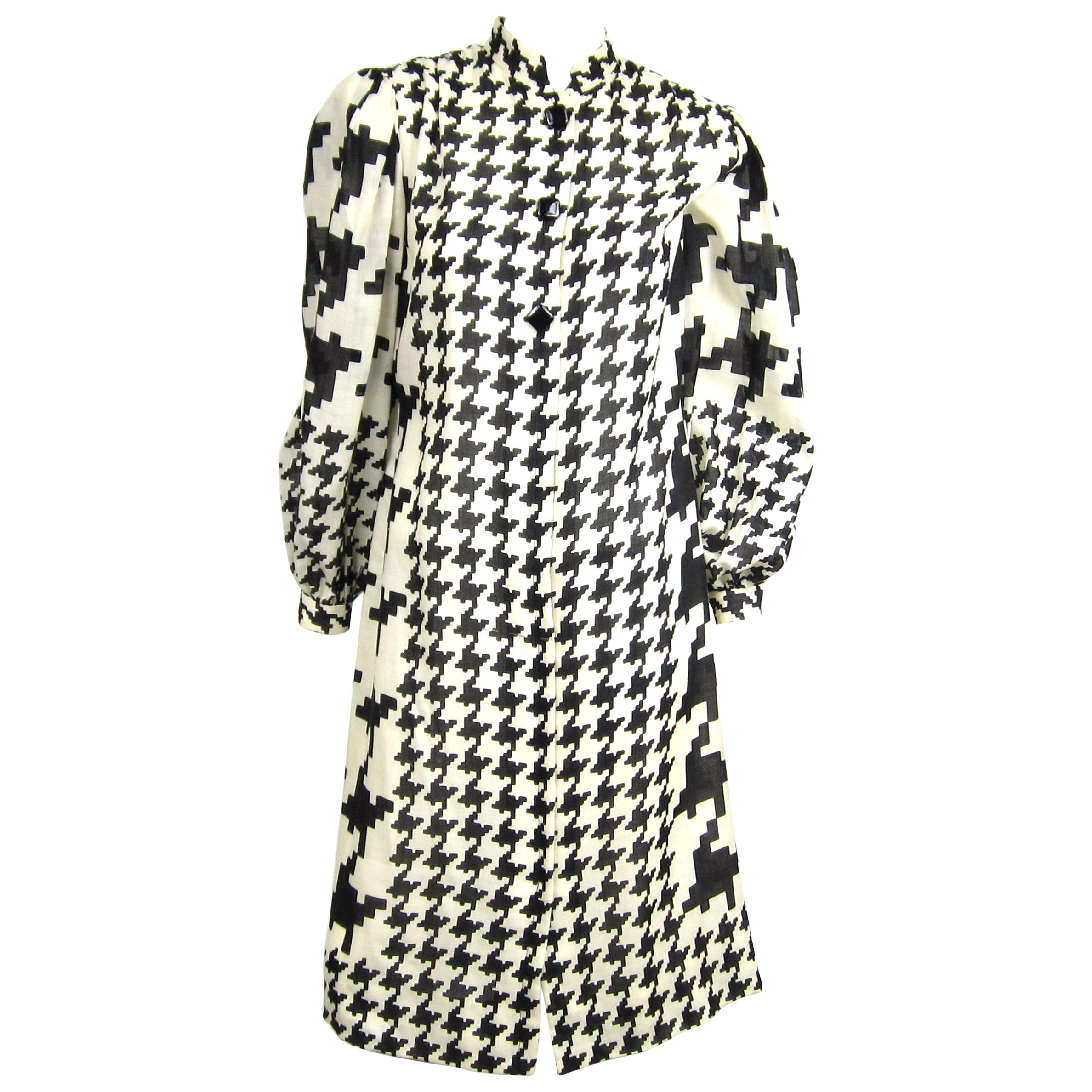 Pauline Trigere Dress Black & White Hounds tooth  For Sale