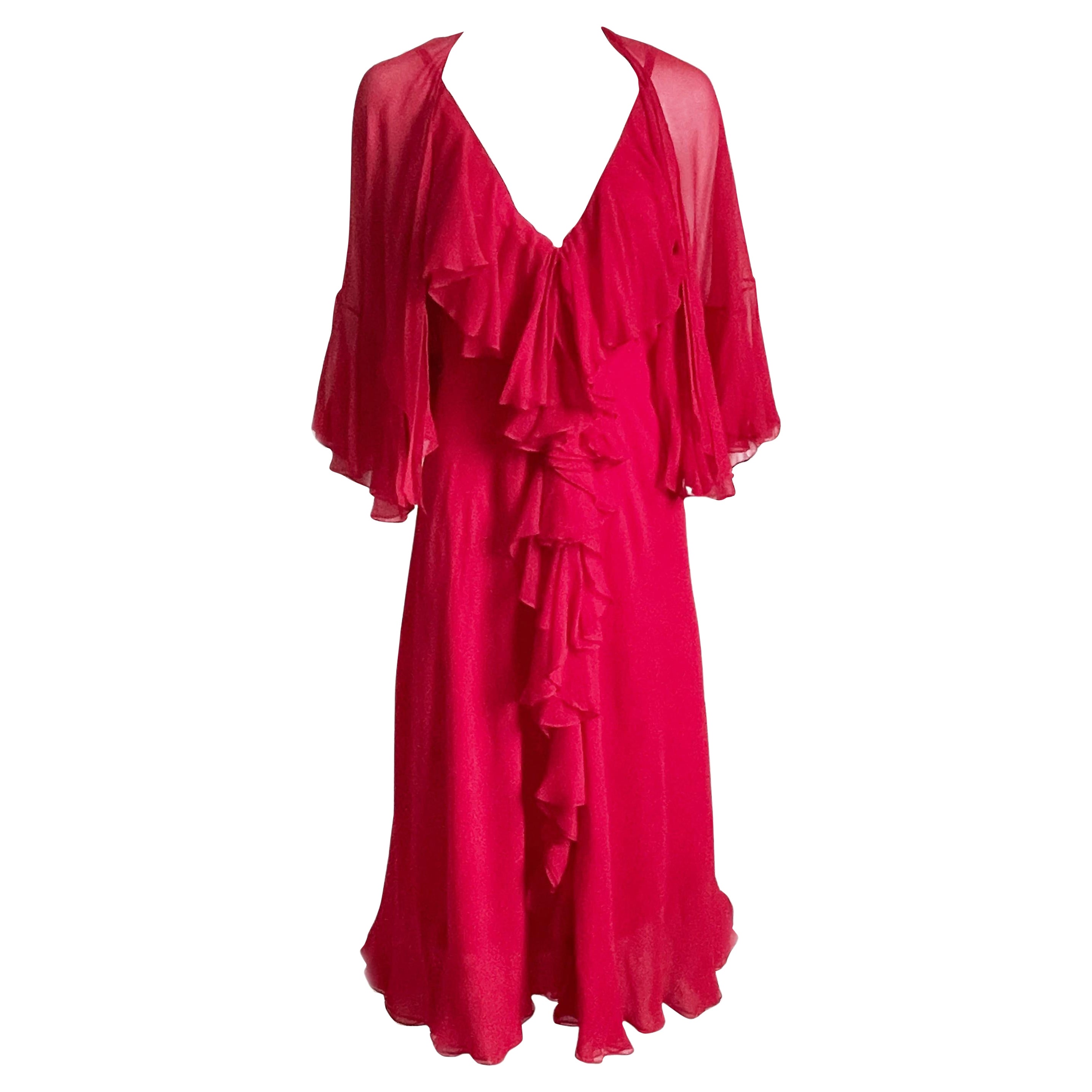 1970s Pauline Trigere Brown Satin Dress