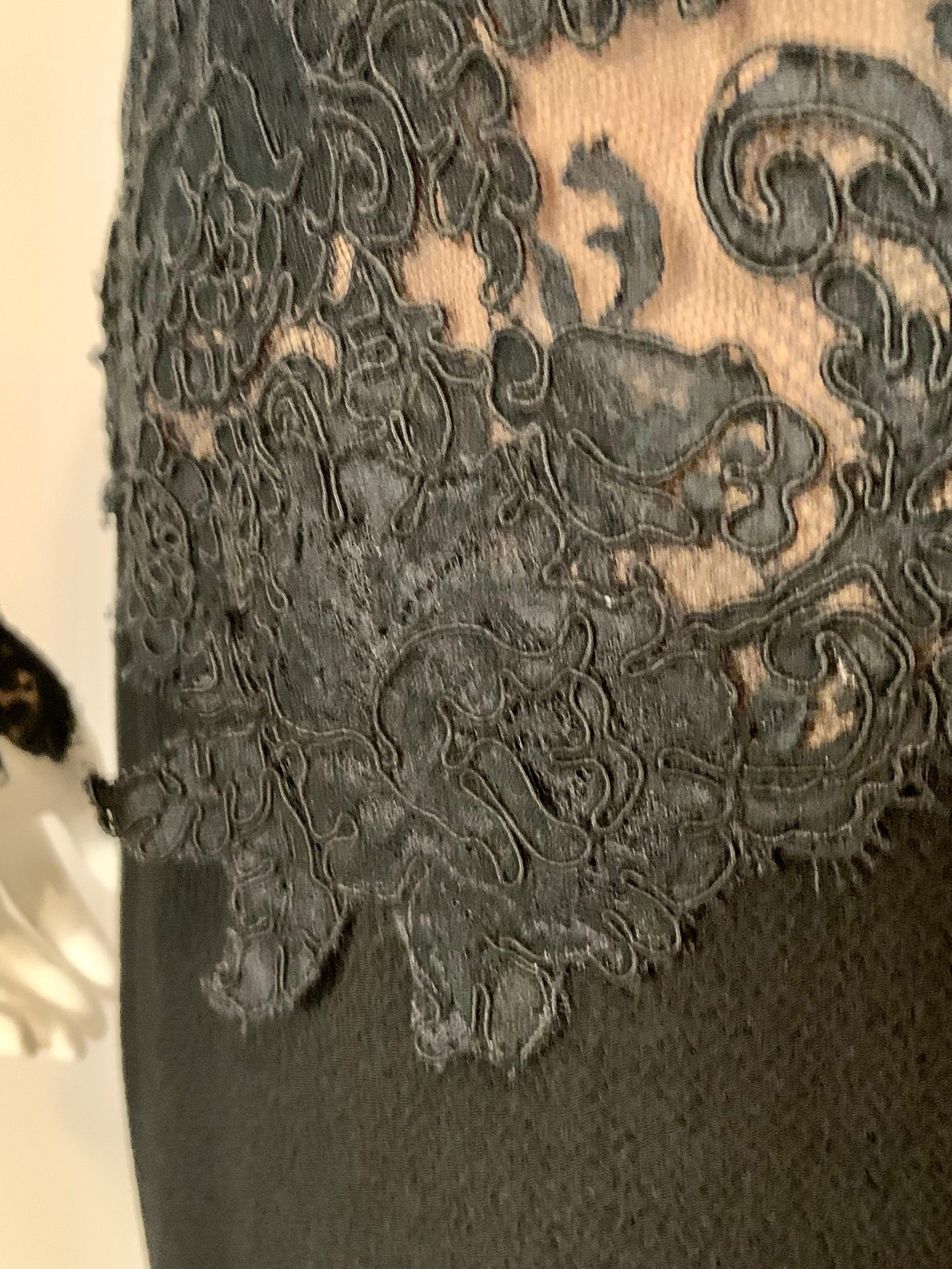 Pauline Trigere Evening Dress Black Lace and Nude Chiffon with Black Crepe Skirt For Sale 9