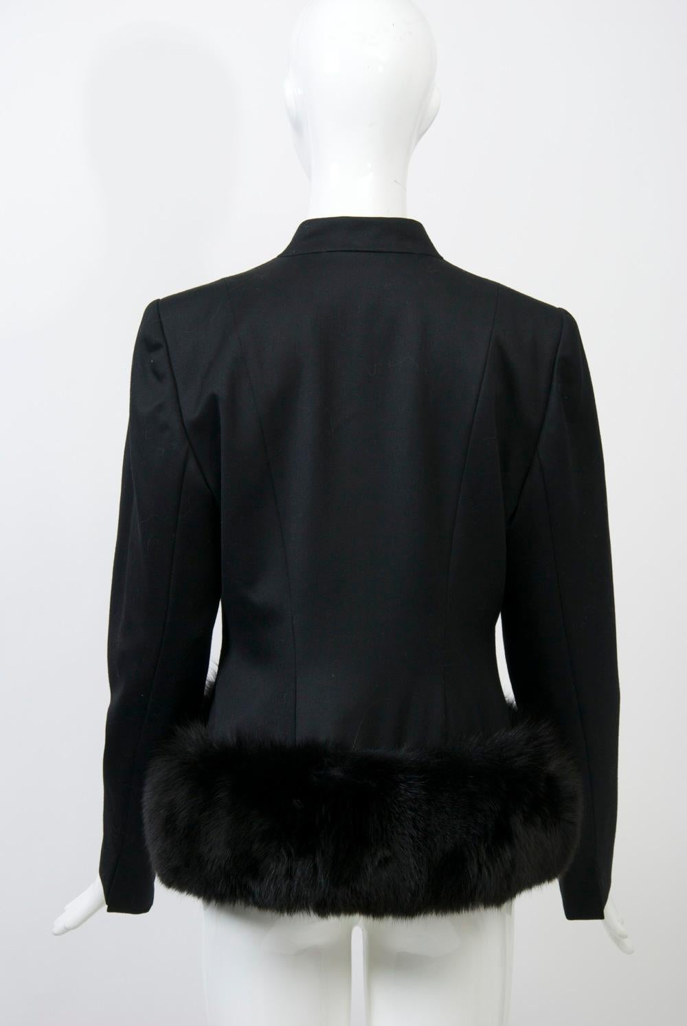 Black Pauline Trigère Fox-Trimmed Jacket For Sale