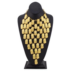 Pauline Trigère Vergoldetes Metall Multi-Disc Cascade Lätzchen Halskette