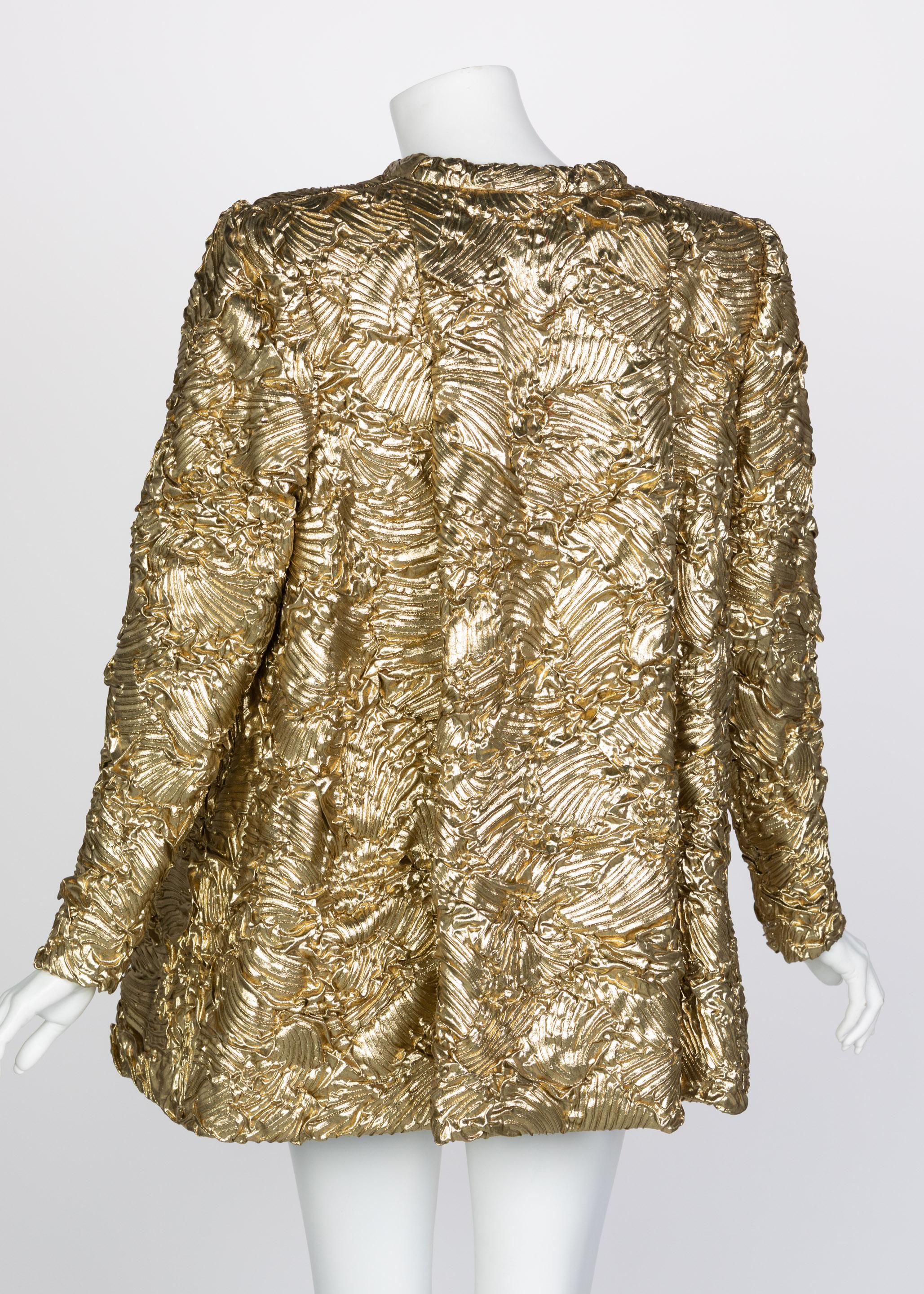Pauline Trigère Gold Jewel Buttons Evening Jacket In Excellent Condition In Boca Raton, FL