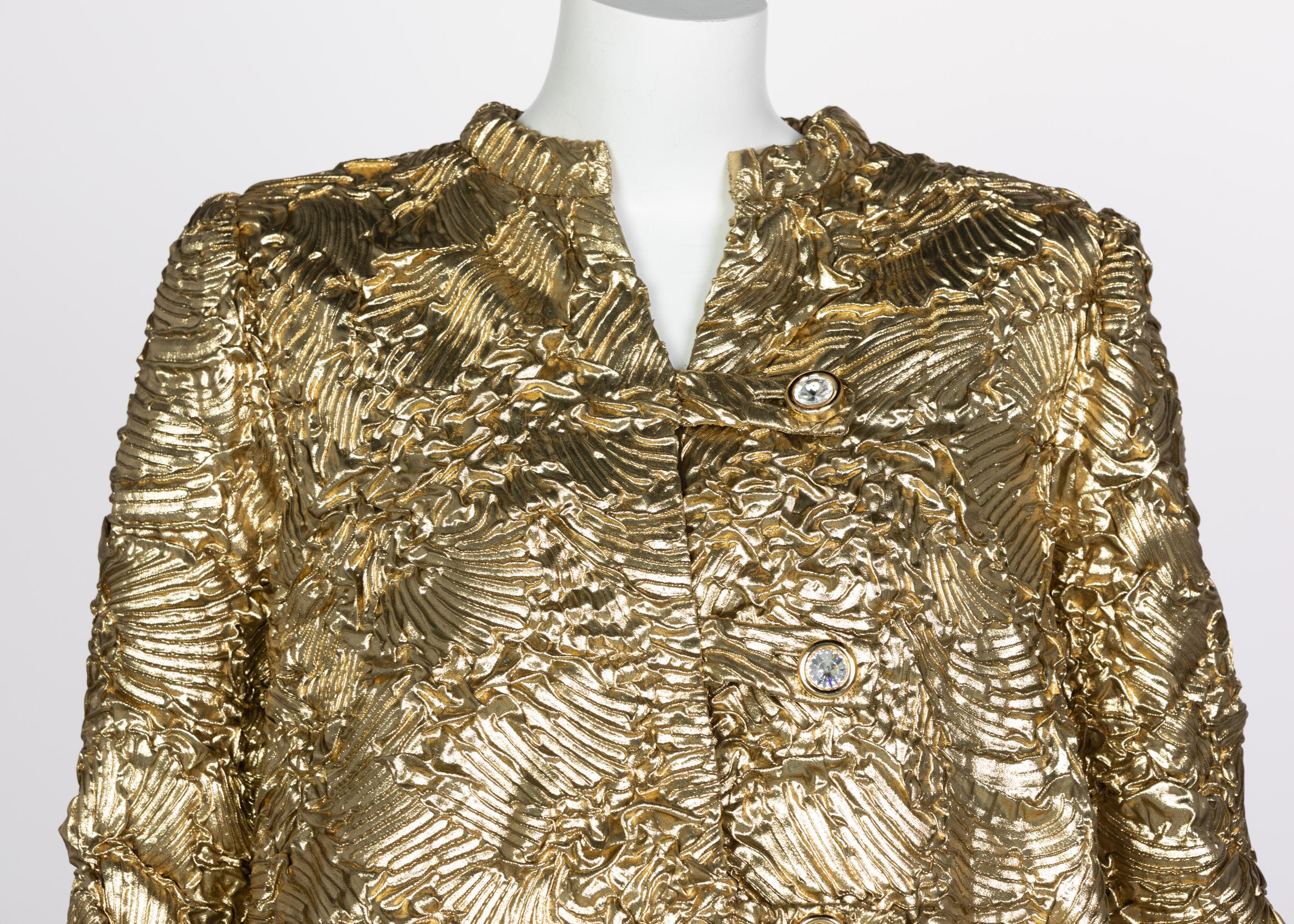 Brown Pauline Trigère Gold Jewel Buttons Evening Jacket For Sale