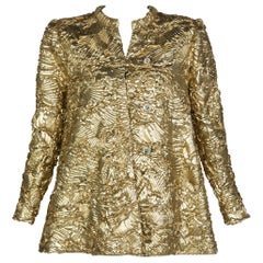 Used Pauline Trigère Gold Jewel Buttons Evening Jacket