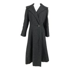 Pauline Trigere Grauer Princess Coat aus Wolle mit Flecken 1950er