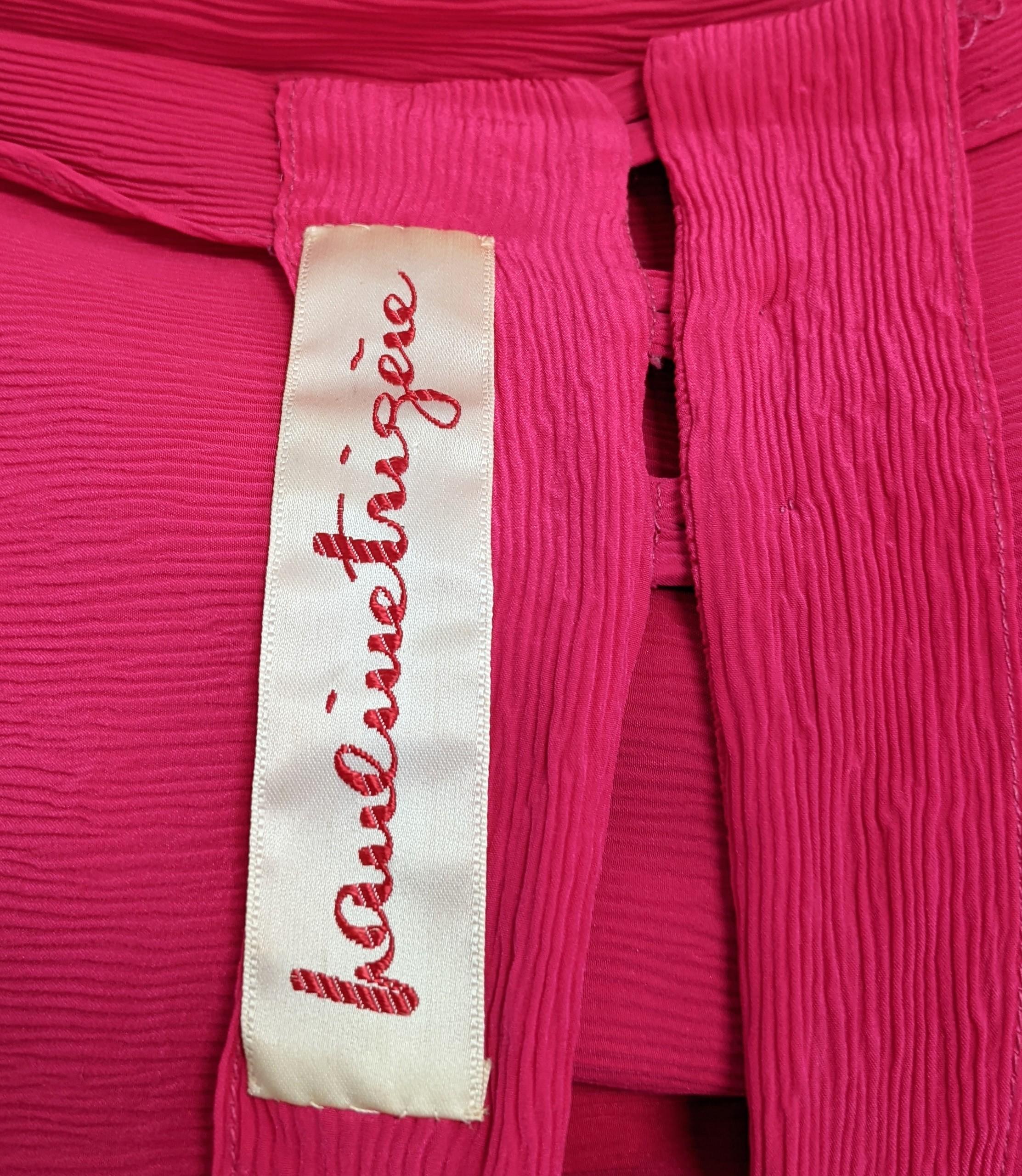 Pauline Trigere Hot Pink Crinkle Crepe Silk Ensemble For Sale 1