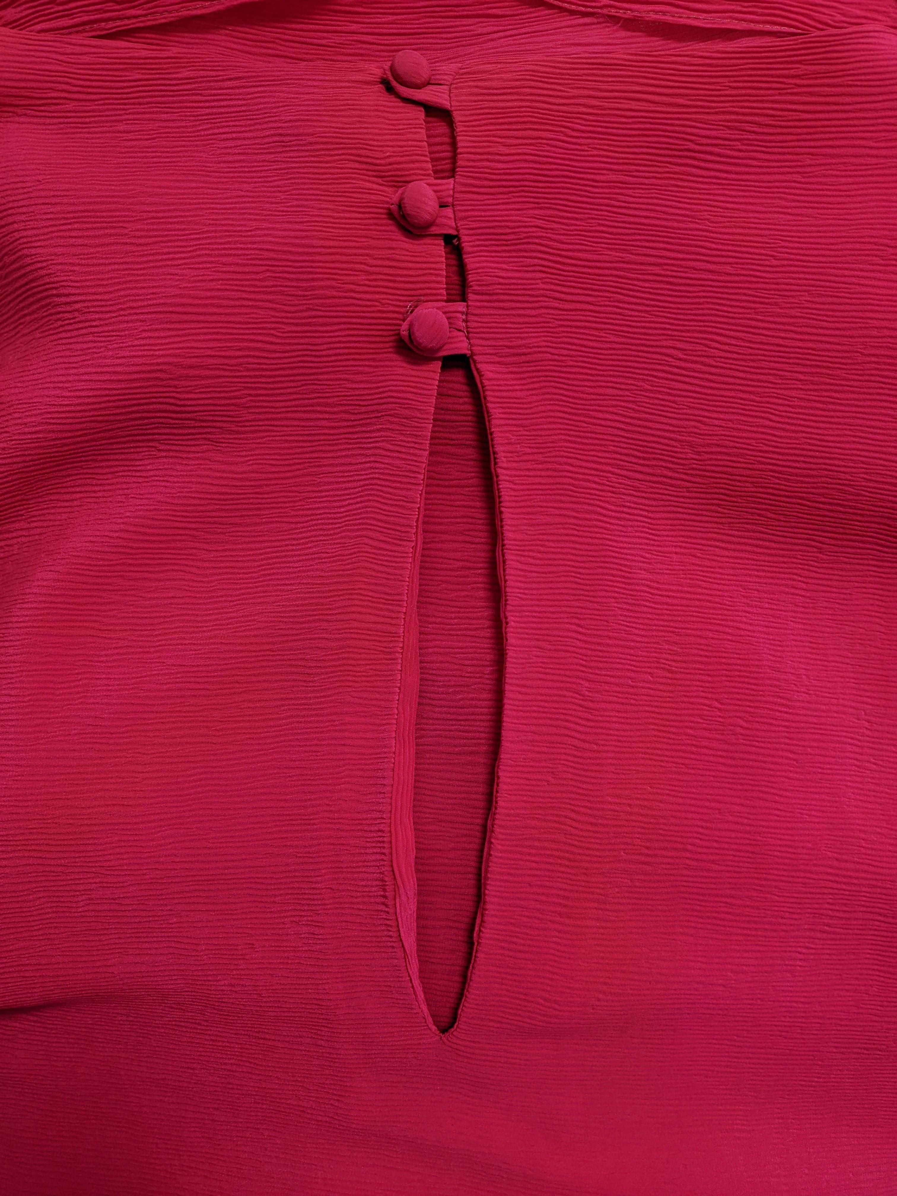 Pauline Trigere Hot Pink Crinkle Crepe Silk Ensemble For Sale 2