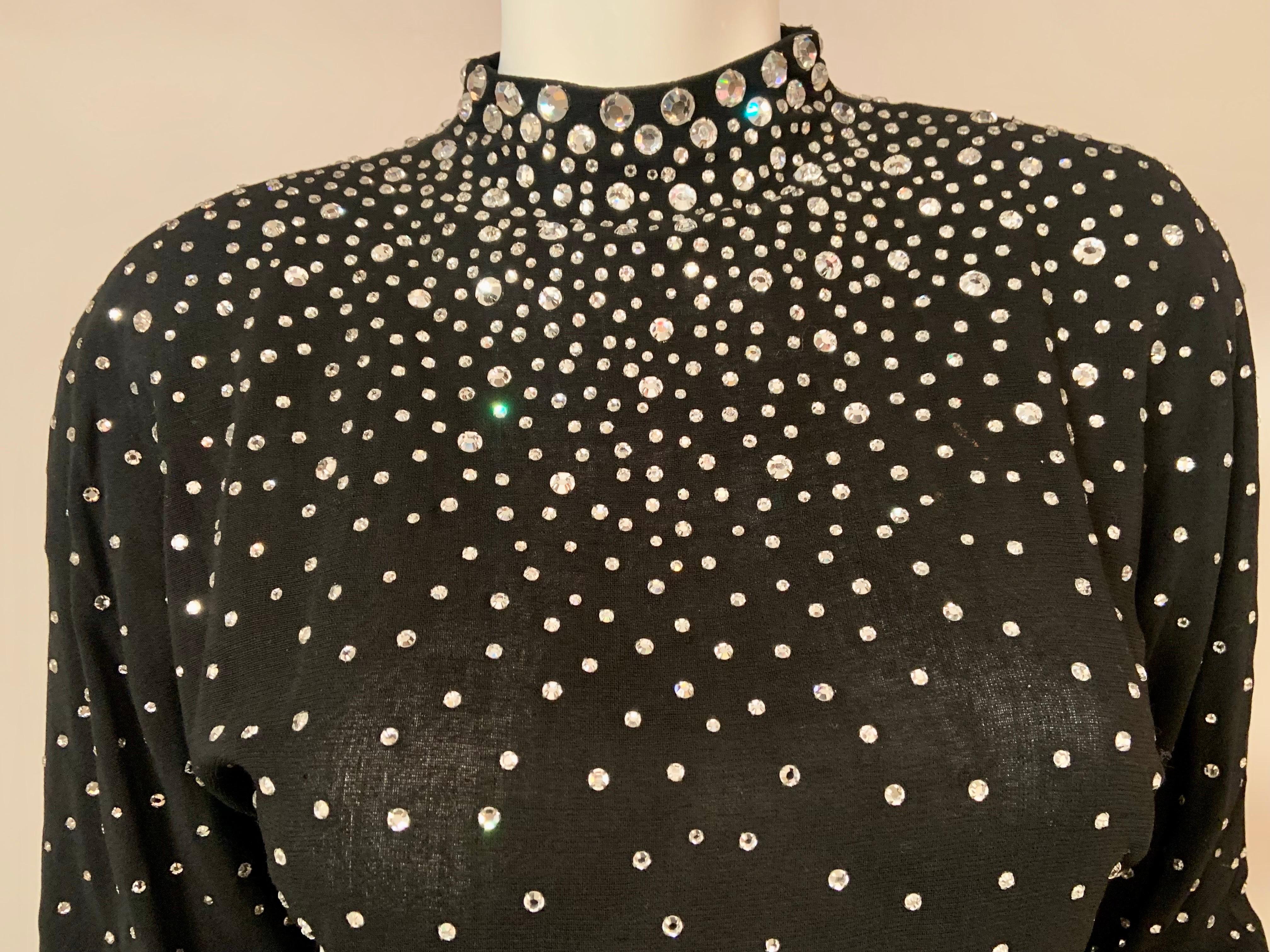 Abito da sera in seta nera con borchie e diamanti di Pauline Trigere Iconic In condizioni ottime in vendita a New Hope, PA