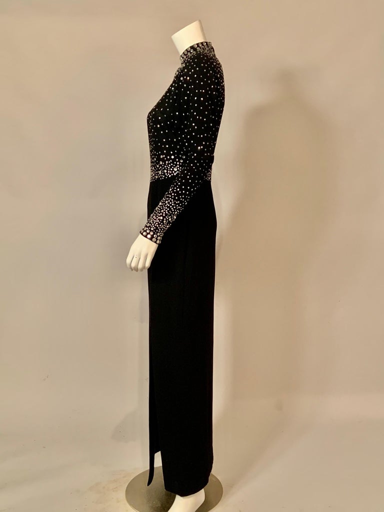 pauline sequin long sleeve dress in black Pauline Trigere Iconic Diamante Studded Black Silk Evening Dress For Sale  at 1stDibs