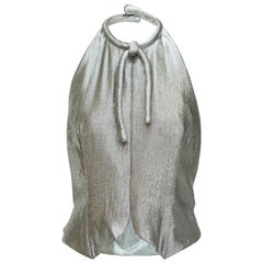 Pauline Trigere Metallic Silver Lame Top