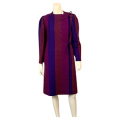 Pauline Trigere Multi Color Striped Wool Coat, Skirt and Matching Shawl