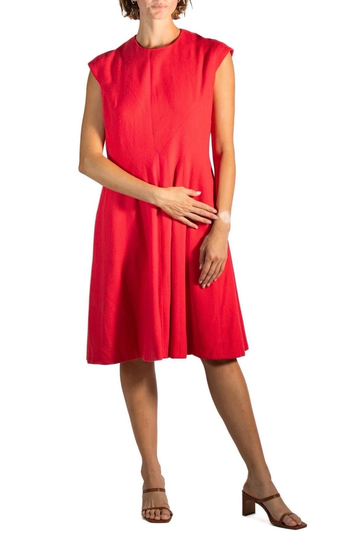Pauline Trigere Ruby Red Wool Crepe Mod Dress For Sale 2