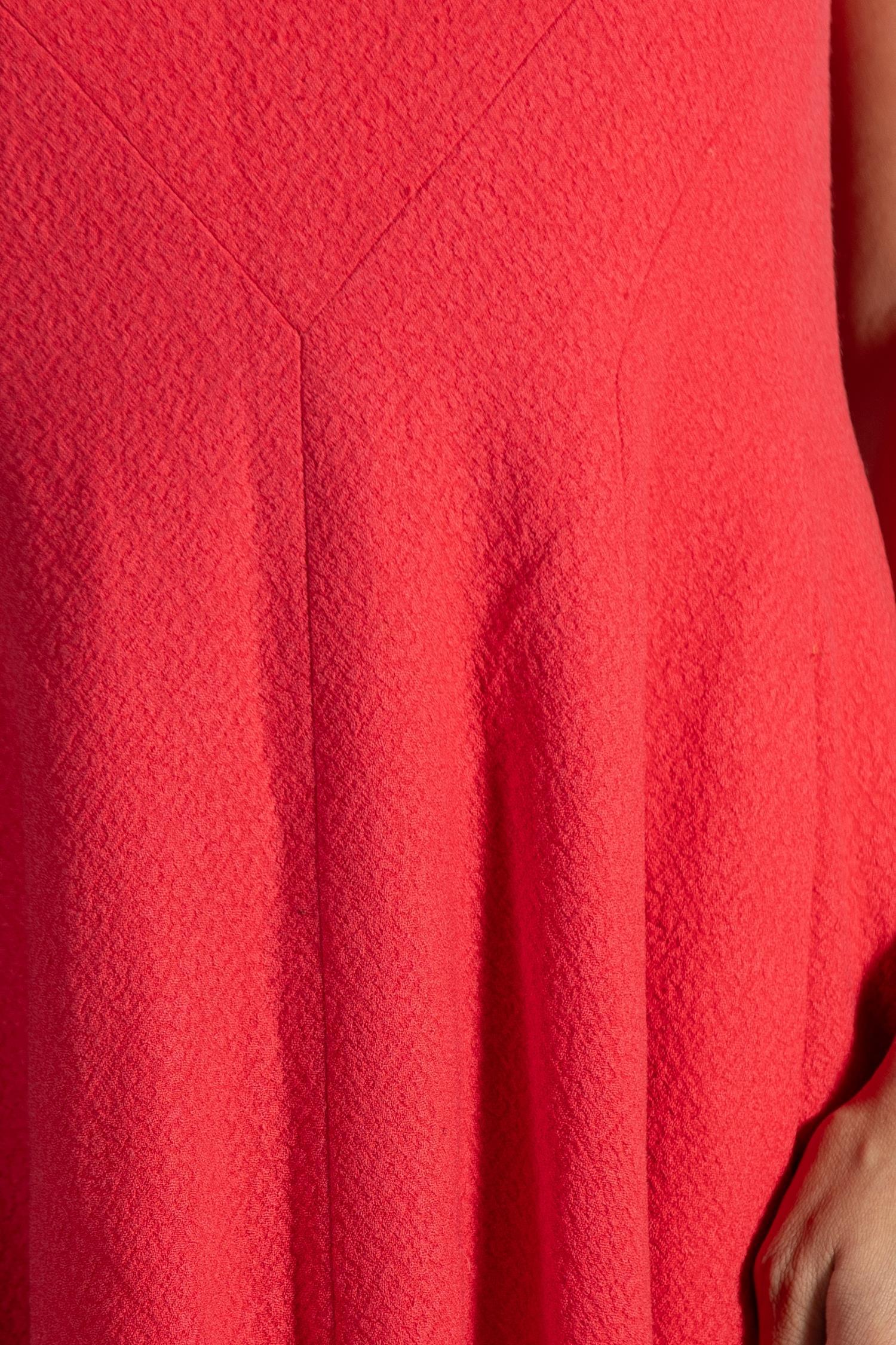 Pauline Trigere Ruby Red Wool Crepe Mod Dress For Sale 4