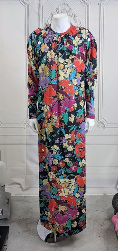 Pauline Trigere Sequin Cotton Evening Floral Sheath