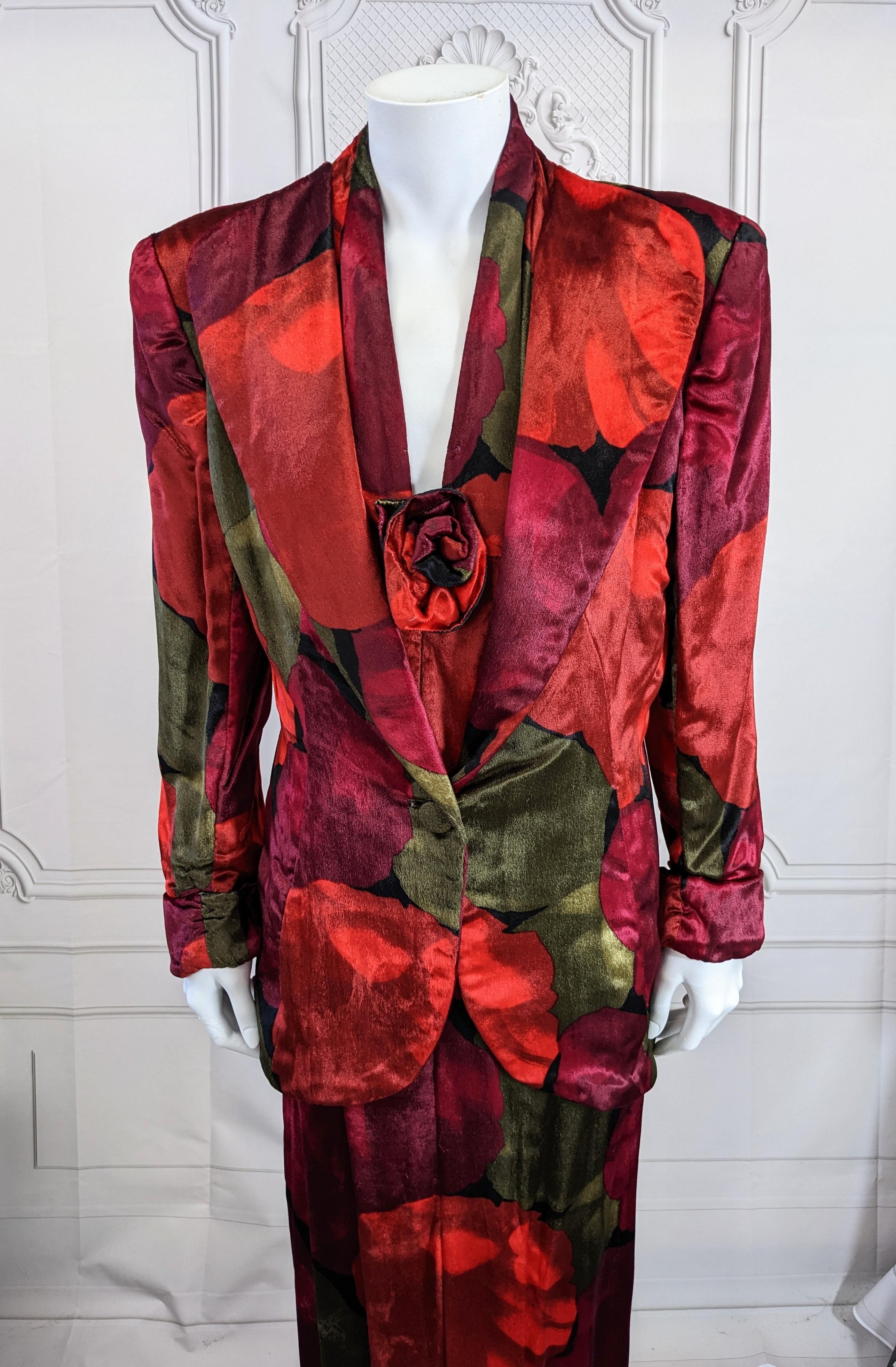 Brown Pauline Trigere Silk Velvet Evening Suit For Sale