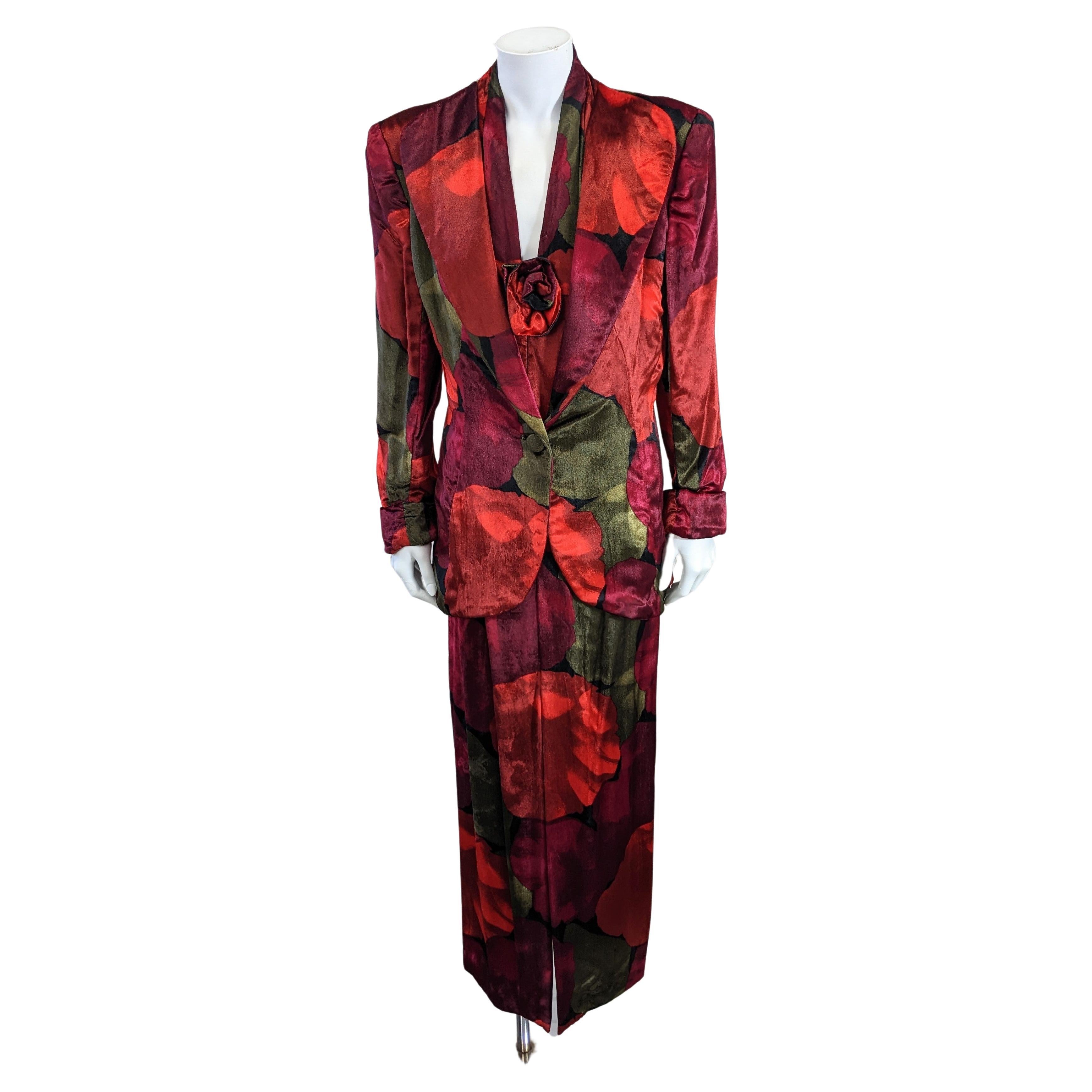 Pauline Trigere Silk Velvet Evening Suit For Sale