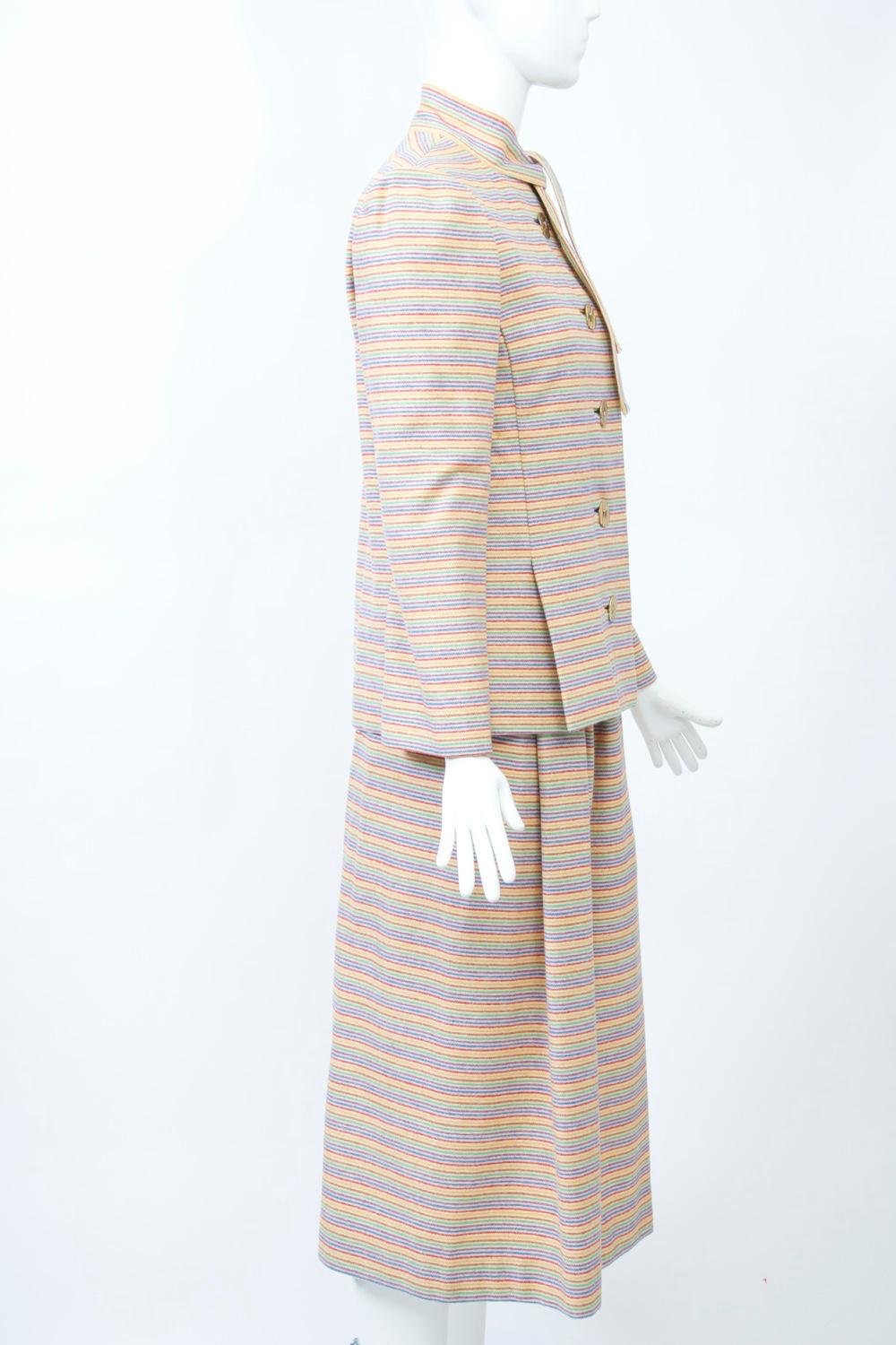 Pauline Trigère Striped Wool Suit In Good Condition In Alford, MA