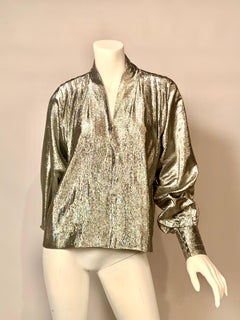 Pauline Trigere Tissue Silver Lame Blouse