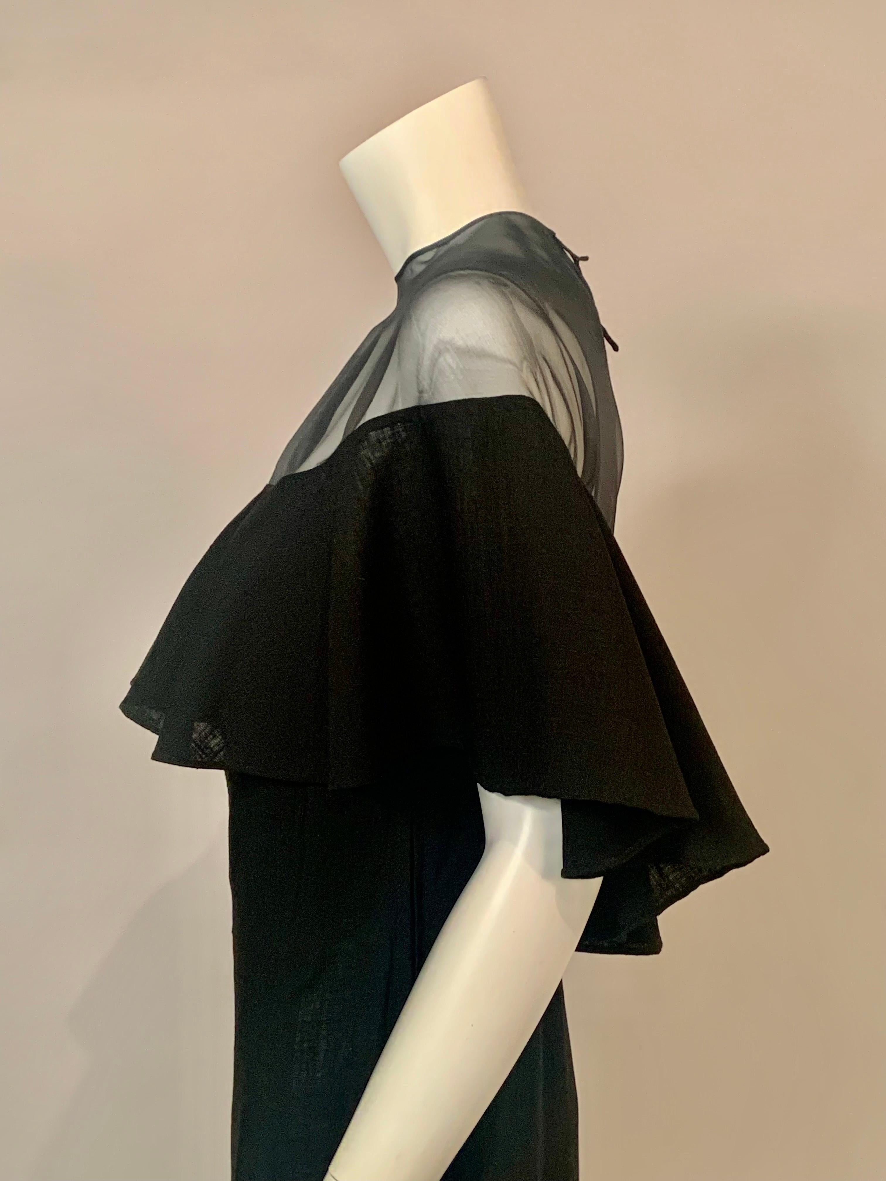 Pauline Trigere Two Piece Black Organza and Linen Dress for Bergdorf Goodman For Sale 6