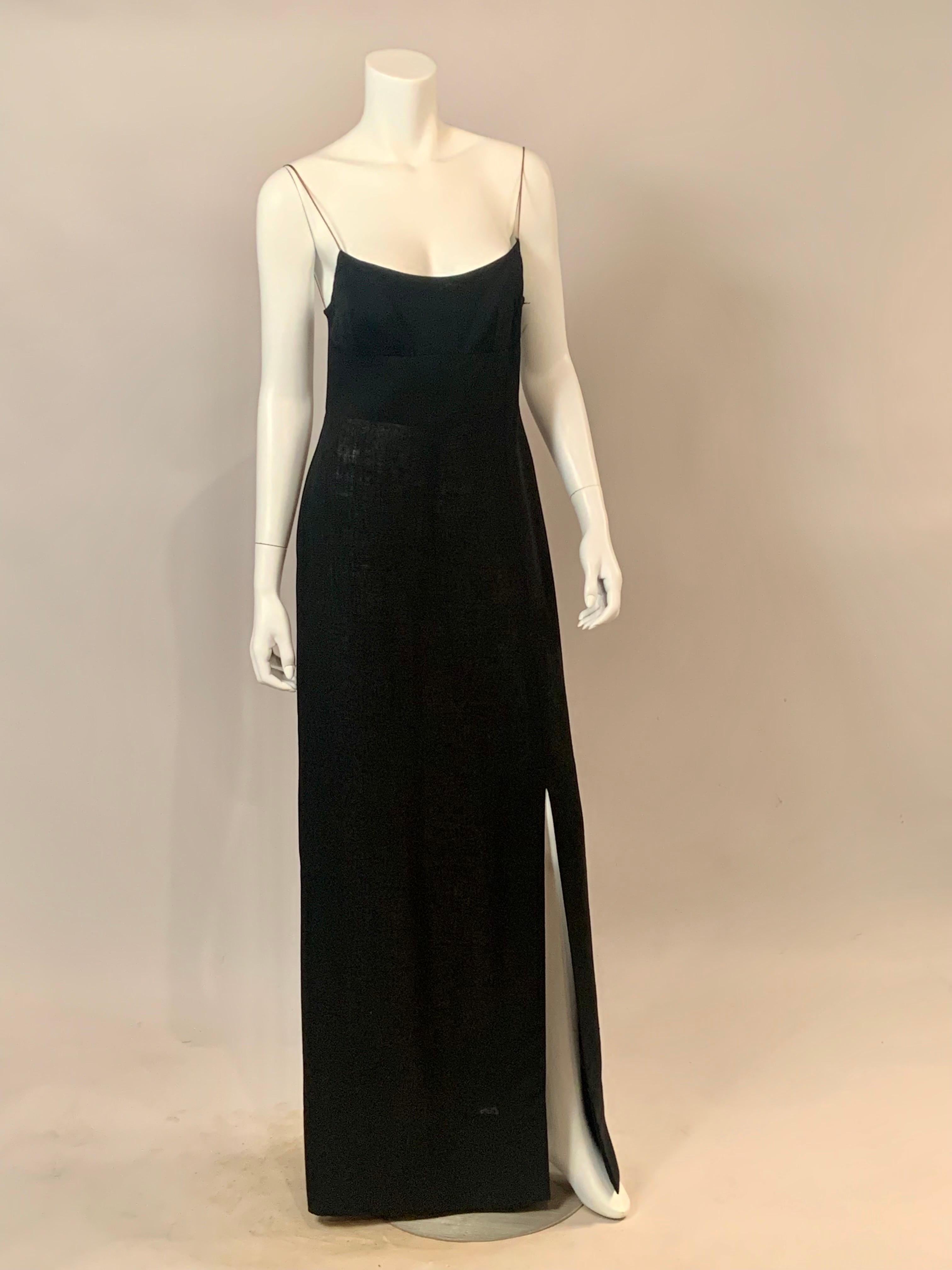 Pauline Trigere Two Piece Black Organza and Linen Dress for Bergdorf Goodman For Sale 7
