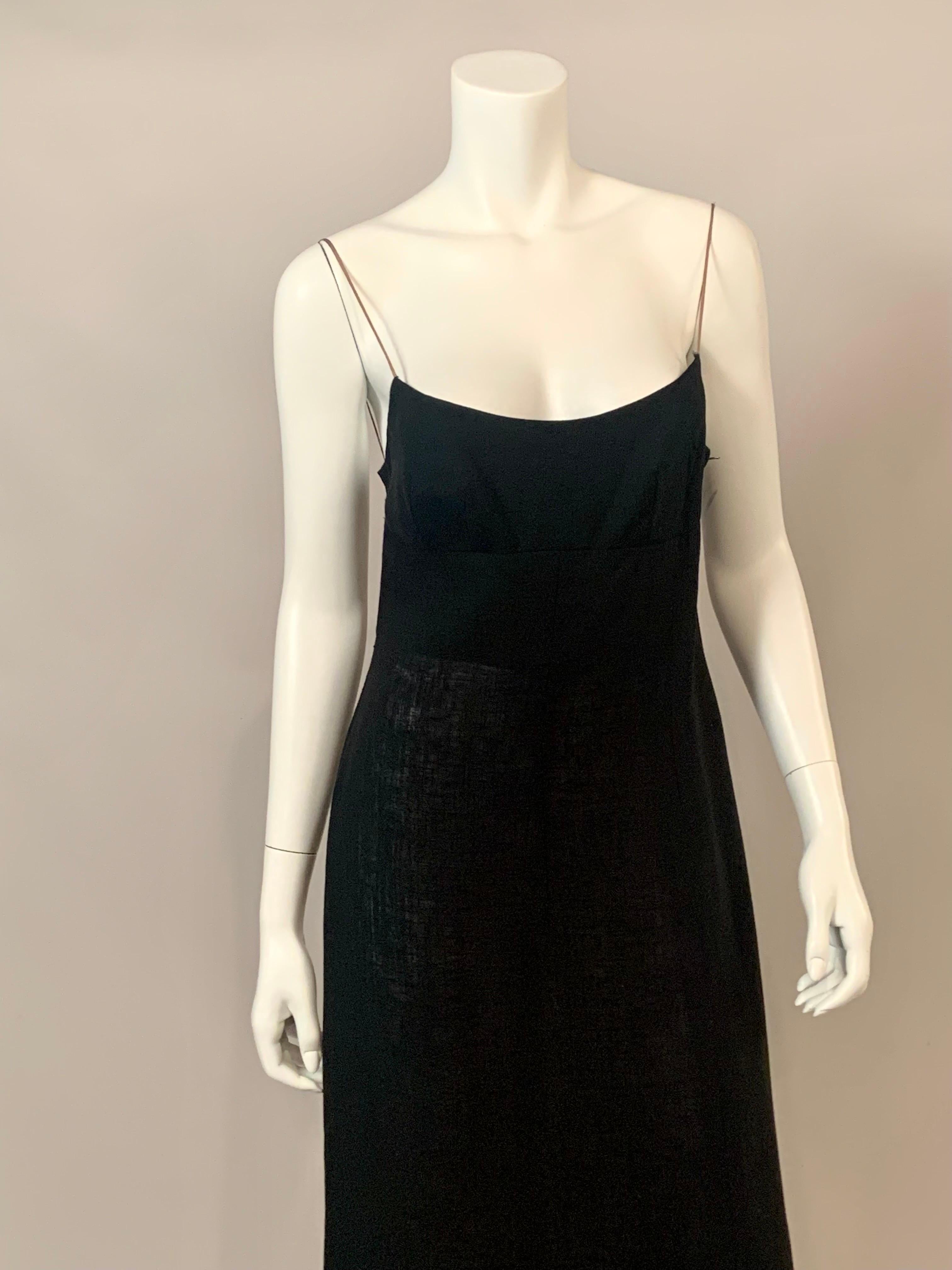 Pauline Trigere Two Piece Black Organza and Linen Dress for Bergdorf Goodman For Sale 8