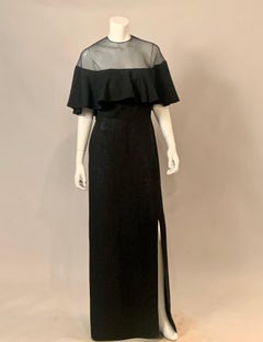 Pauline Trigere Vestido de dos piezas de organza y lino negro para Bergdorf Goodman