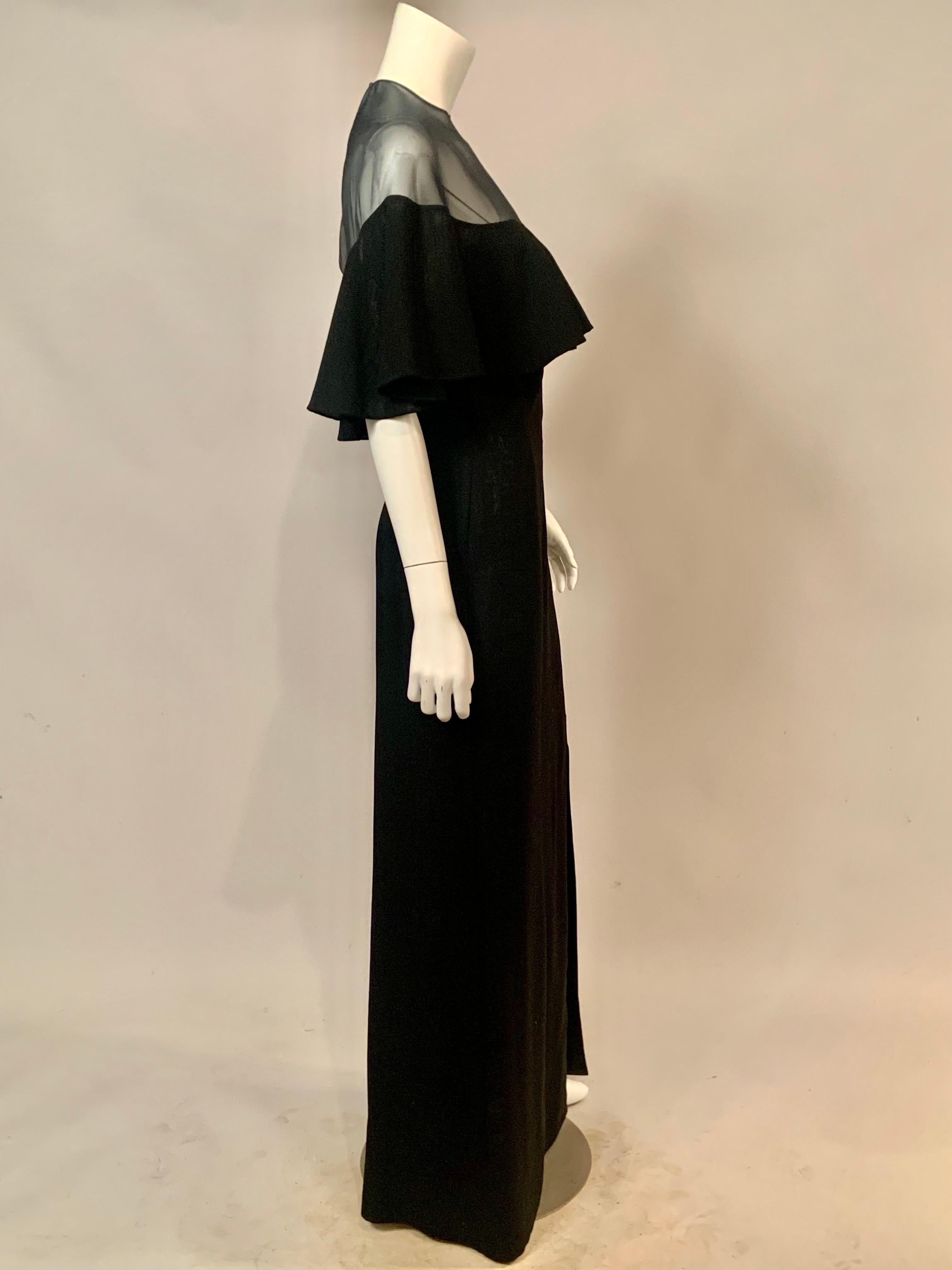 Pauline Trigere Two Piece Black Organza and Linen Dress for Bergdorf Goodman For Sale 1