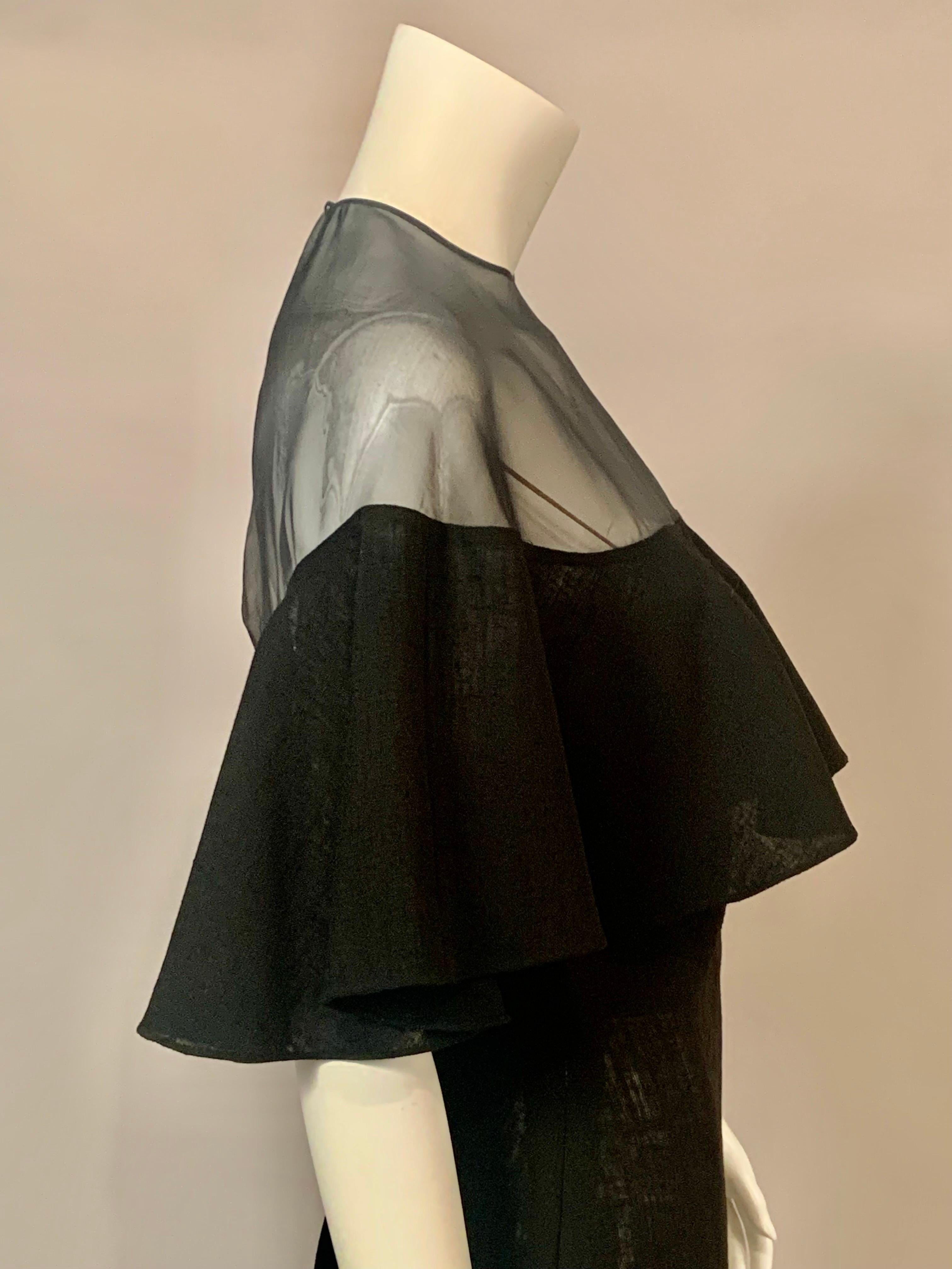 Pauline Trigere Two Piece Black Organza and Linen Dress for Bergdorf Goodman For Sale 2