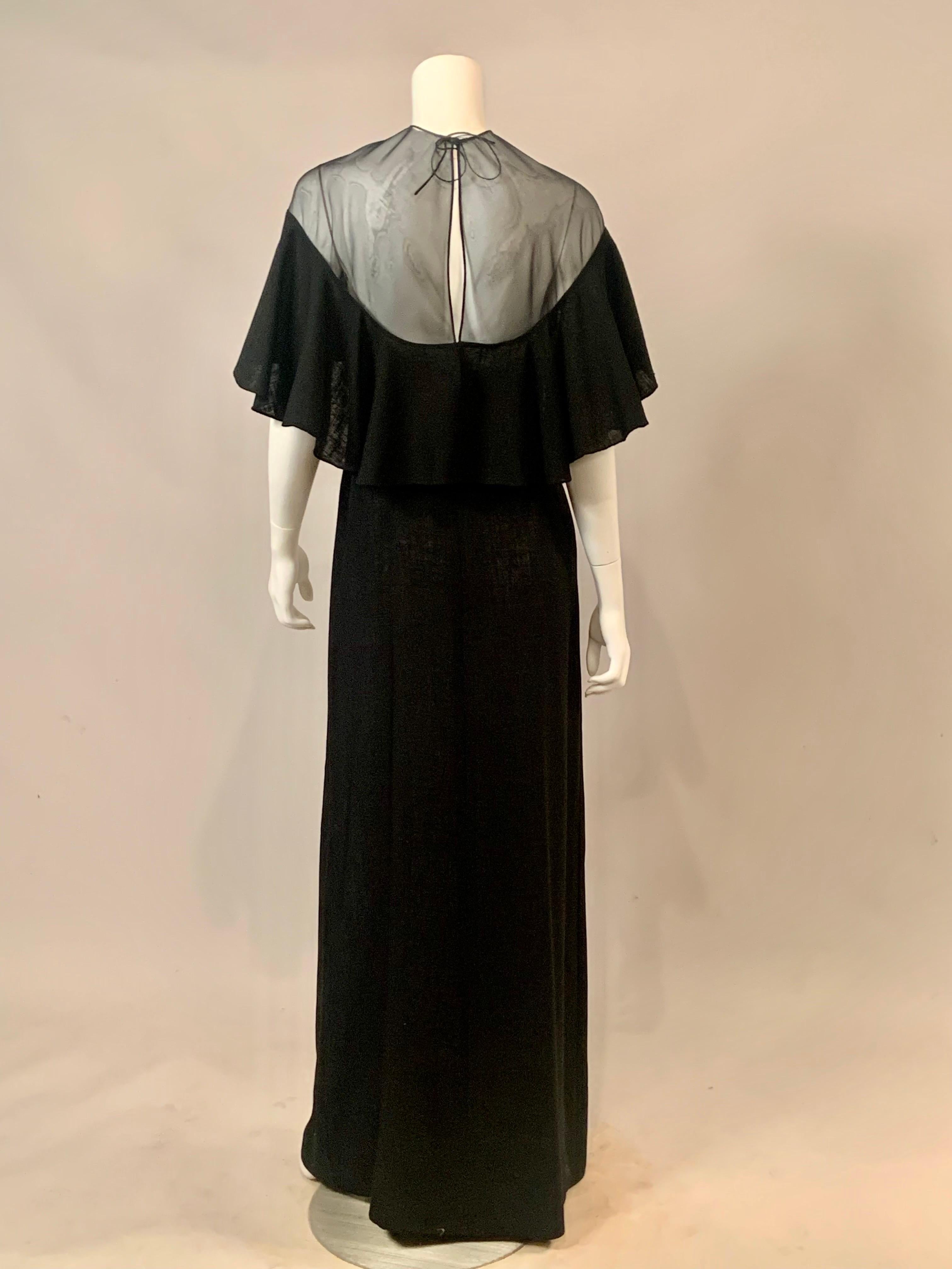 Pauline Trigere Two Piece Black Organza and Linen Dress for Bergdorf Goodman For Sale 3