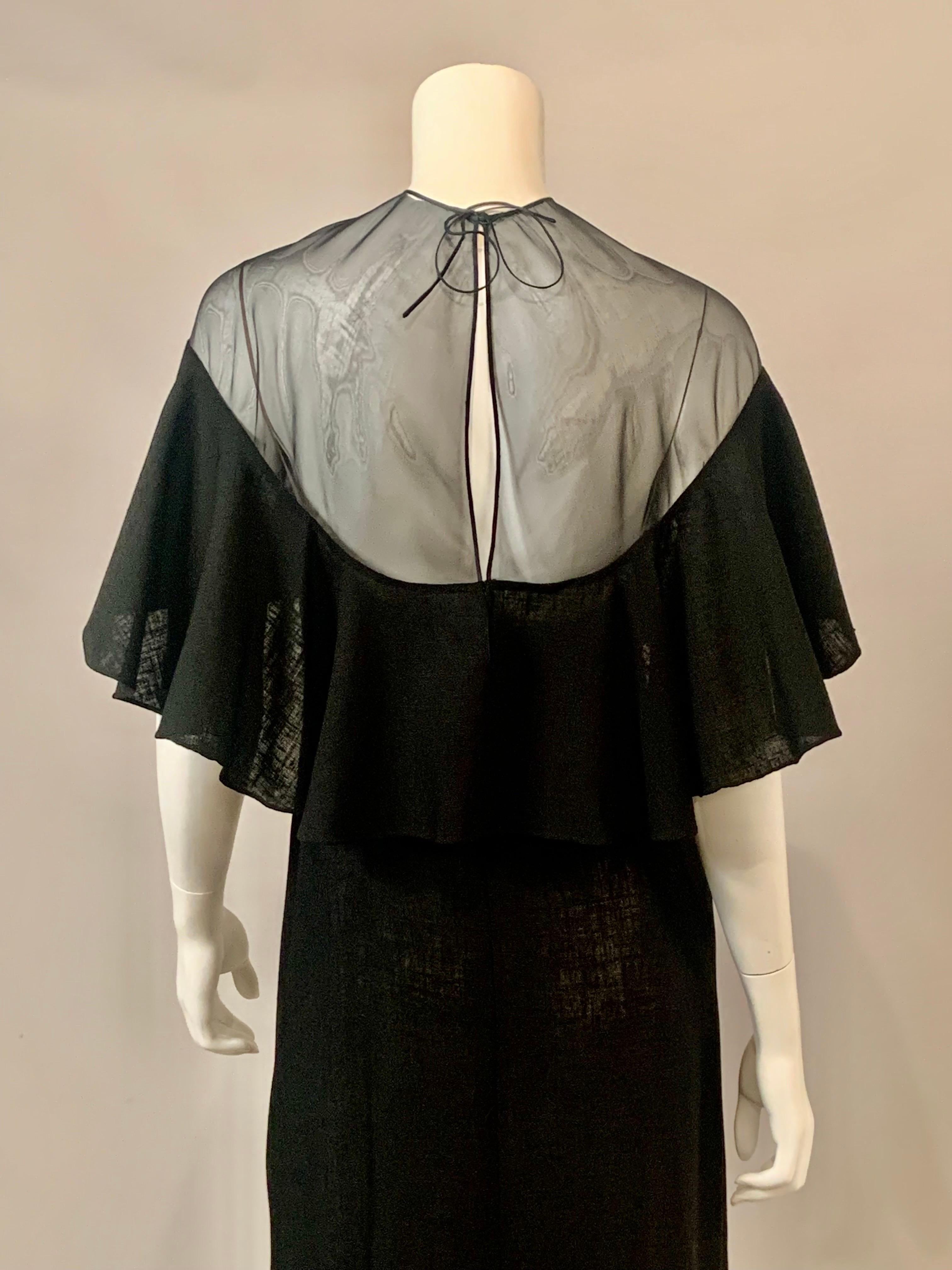 Pauline Trigere Two Piece Black Organza and Linen Dress for Bergdorf Goodman For Sale 4