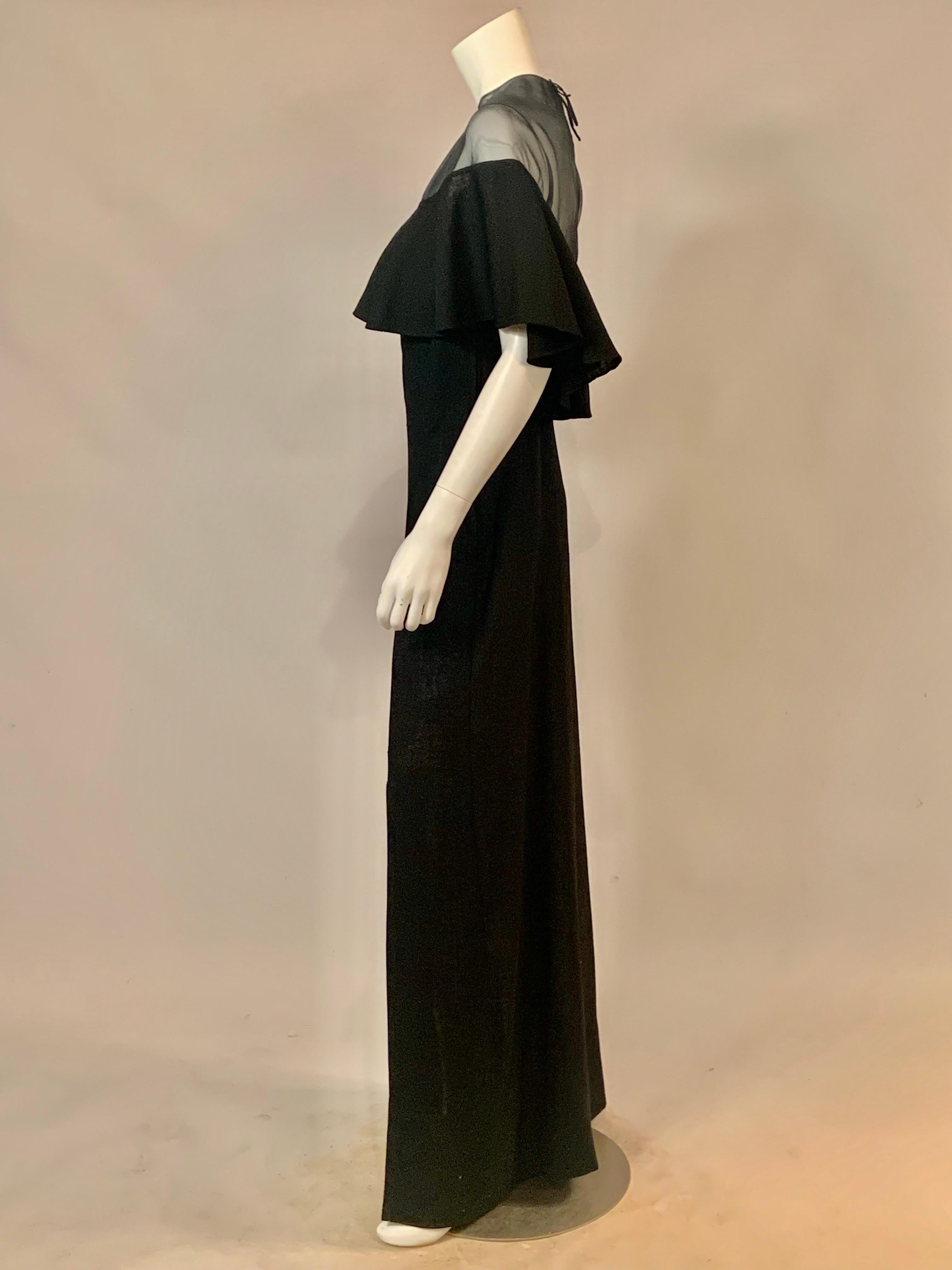 Pauline Trigere Two Piece Black Organza and Linen Dress for Bergdorf Goodman For Sale 5