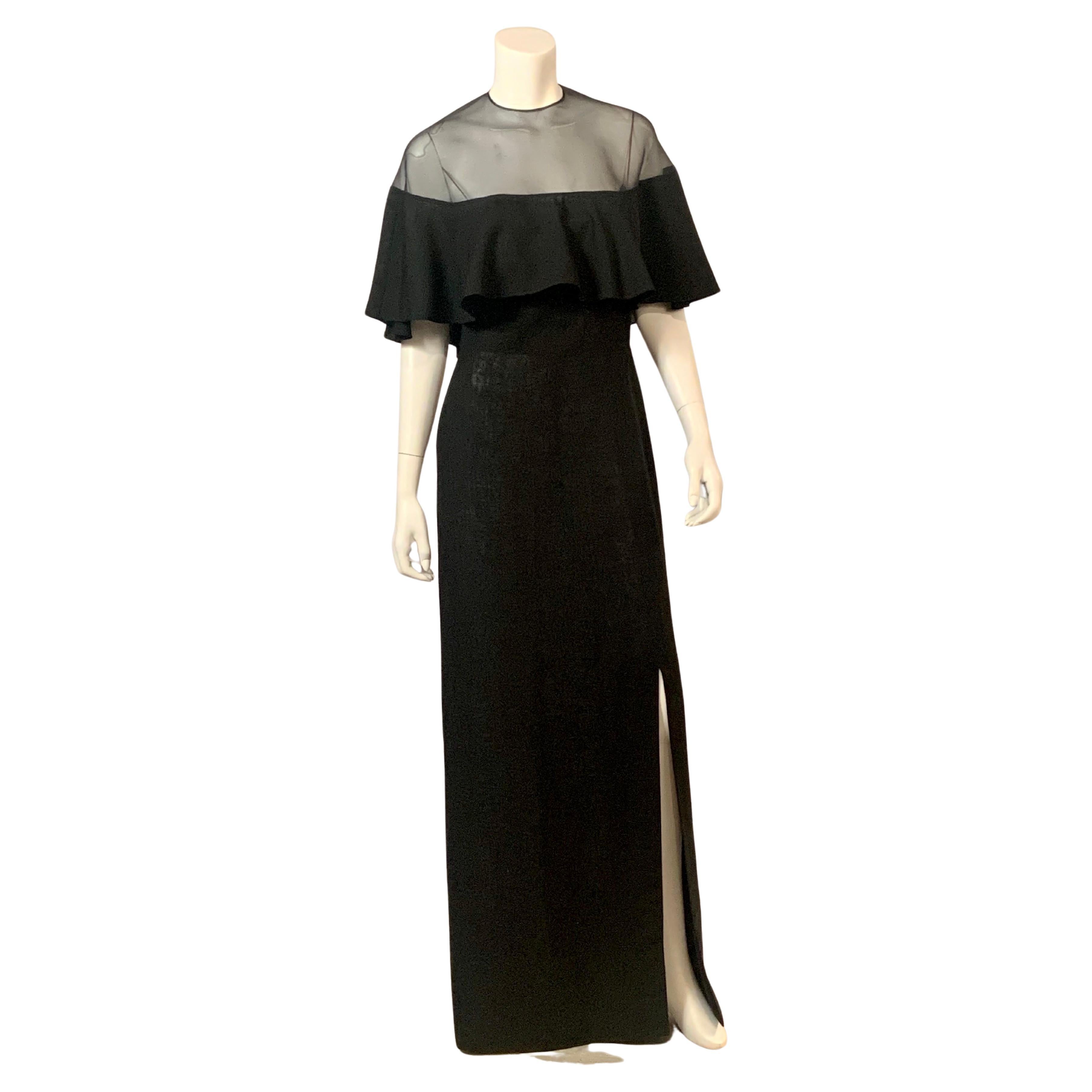 Pauline Trigere Two Piece Black Organza and Linen Dress for Bergdorf Goodman For Sale