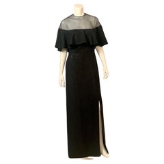 Pauline Trigere Two Piece Black Organza and Linen Dress for Bergdorf Goodman