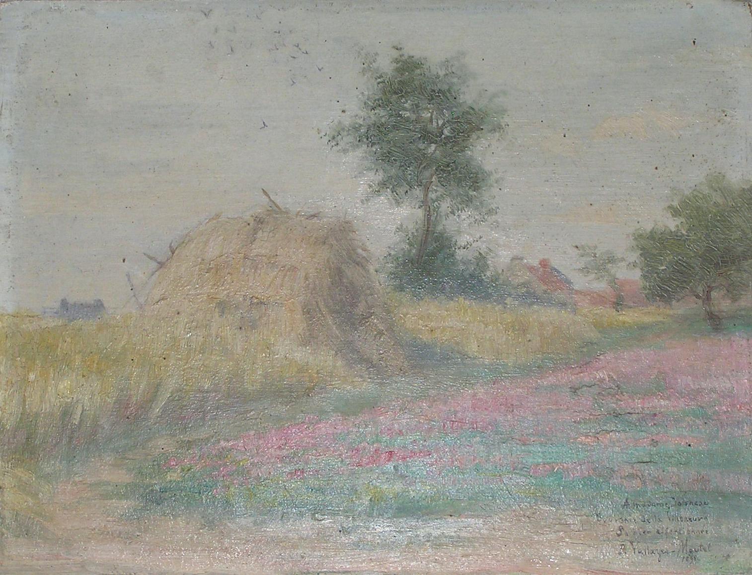 Pauline Vallayer-Moutet (Act. 19th/20thC) 1898 pagliaio Impressionista francese O/p 2