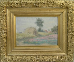 Antique Pauline Vallayer Moutet (Act. 19th/20thC) 1898 Haystack French Impressionist O/p