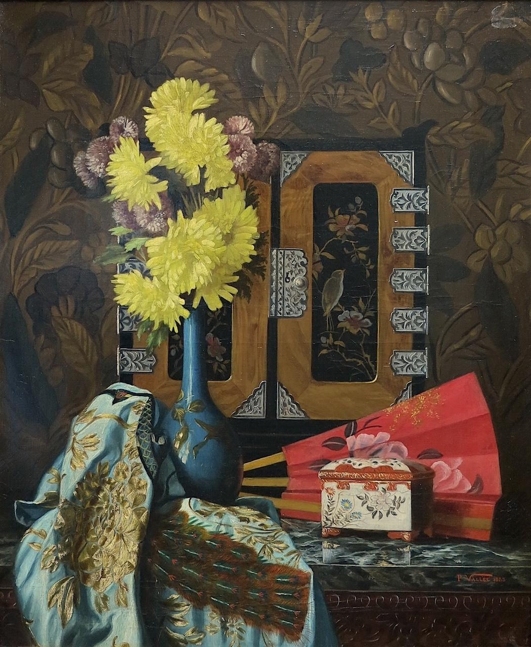 composition florale avec chinoiserie - Painting de Pauline VALLEE