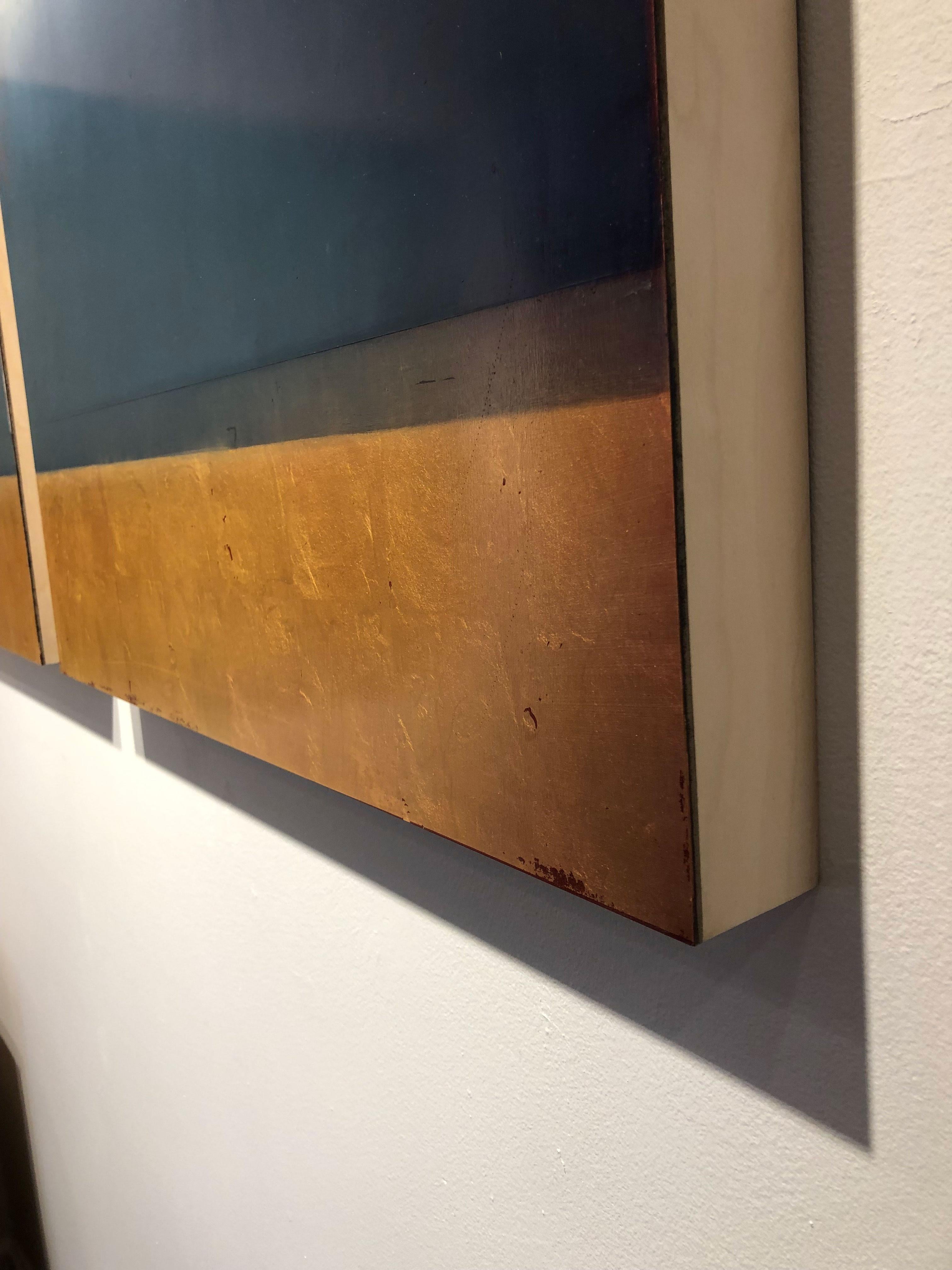 A Still Noise - Gold Landscape Painting by Pauline Ziegen