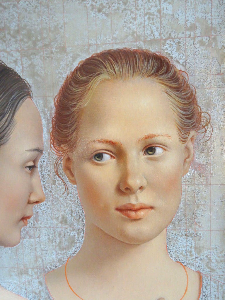 Urban girls. 2021. Oil on canvas, 58x68 cm - Painting by Paulis Postazs