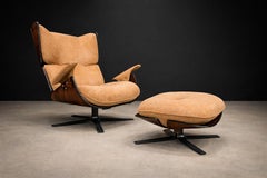 “Paulistana” Lounge Chair and Ottoman by Jorge Zalszupin, Rosewood & Suede, 1959