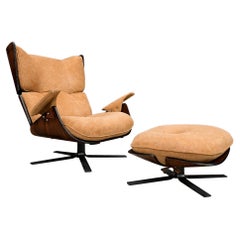 “Paulistana” Lounge Chair and Ottoman by Jorge Zalszupin, Rosewood & Suede, 1959