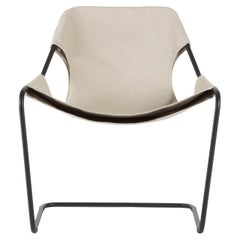 Paulistano Stuhl aus beigem Segeltuch und schwarzem Stahl von Objekto